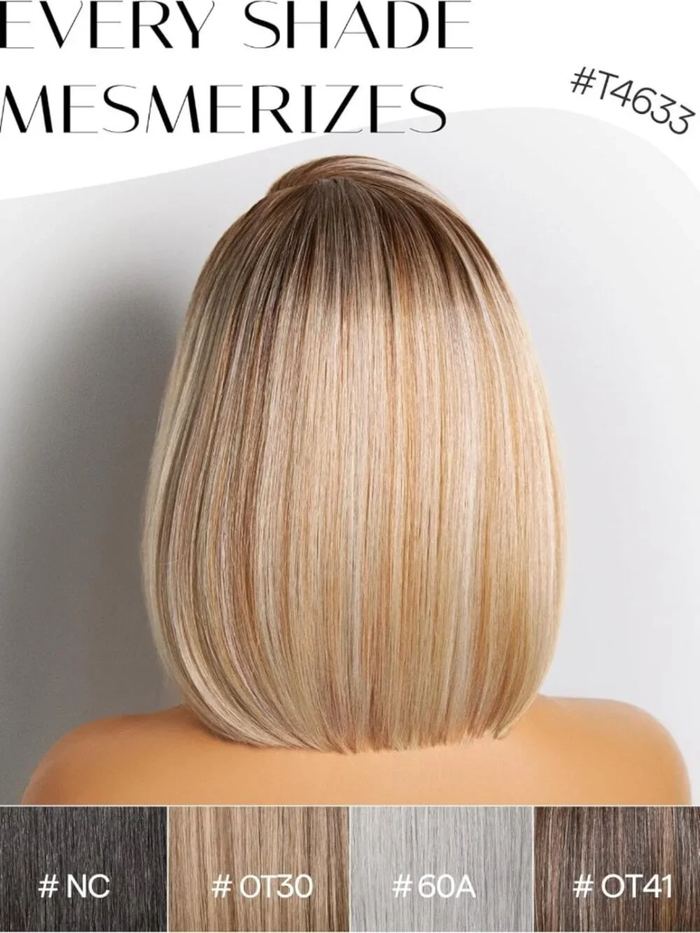 Stunning Ombre Blonde Bob Wig with Brown Roots - Pre-Cut, Glueless, 12 Inch